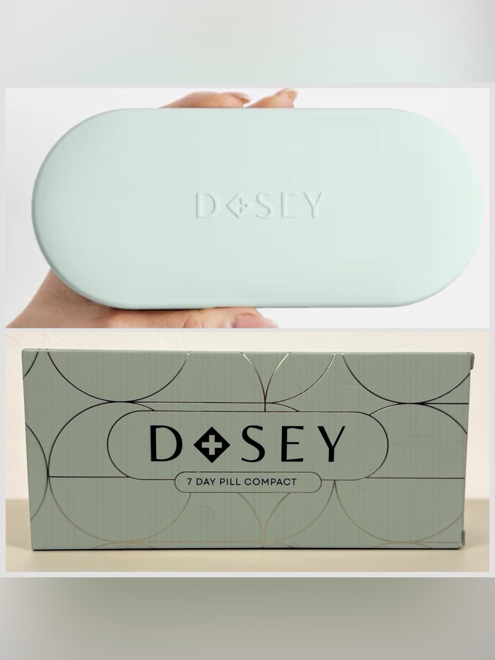 Dosey 7 Day Travel Pill Organizer Compact Weekly Pill Case w/ Mirror Sage Green